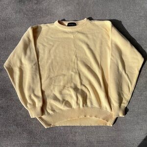 Vintage 90s Croft and Barrow butter yellow chunky knit xl tall sweater jumper